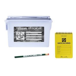 Pencil and Geocaching Swag Logbook Geocache Container with Label 