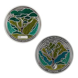Silver Official Geocaching Trackable 2021 CITO Geocoin & Tag Set 
