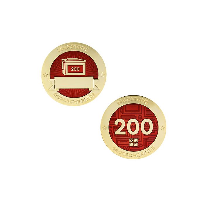 Milestone Geocoin and Tag Set 200 Finds Geocaching Official Trackable 