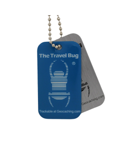 BLUE Geocaching QR Travel Bug® - Glow in the Dark