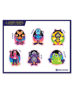 Cosmic Quest Sticker Sheet - 6 mini stickers