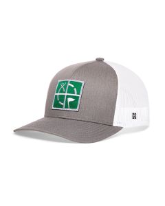 Geocaching Trucker Hat- Gray with Green/White Embroidered Patch