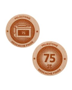 Milestone Wooden Nickel SWAG Coin - 75 Finds