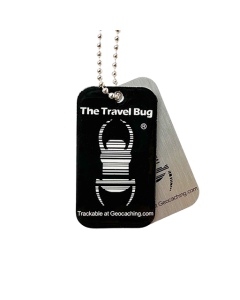 BLACK Geocaching QR Travel Bug® - Glow in the Dark