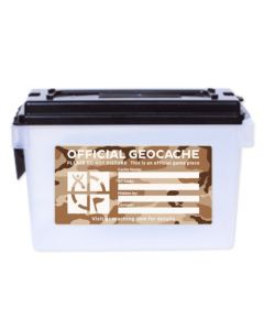 Clear Ammo Can Cache Container - Desert Camo