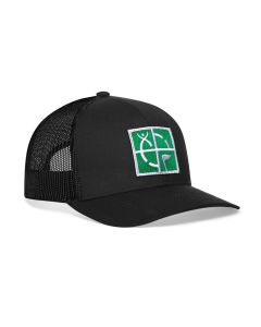 Geocaching Trucker Hat- Black with Green/White Embroidered Patch